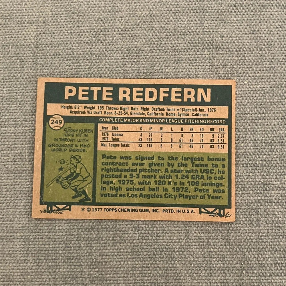 1977 Topps Minnesota Twins Baseball Card - Picture 2 of 2